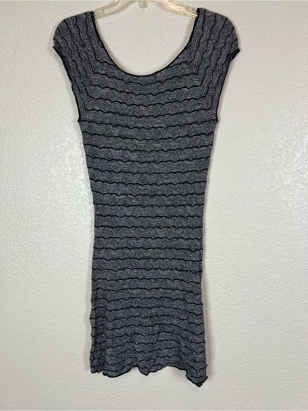 Free People Gray Textured Scoop Neck Mini Dress